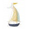 Déco murale Bateau métal : Voilier et Mouette, Bleu et Jaune, H 40 cm