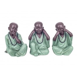 Figurine 3 Bouddhas de la Sagesse Assis , Collection Baby Zen, H 17 cm