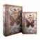 Set 2 Boites livres en bois MDF et polyester, Motif Papillon et bouquet floral ancien, hauteur 27 cm (Grande)