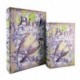 Set 2 Boites livres en bois MDF et polyester, Motif Oiseaux en couple et fleurs bleues rétros, hauteur 27 cm (Grande)