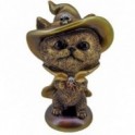 Figurine Chat et chapeau de sorcière avec cape vintage, ambiance Steam punk et victorienne originale, hauteur 15 cm