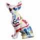 Statue Chien Chihuahua Design Pop'art rouge et bleu, hauteur 25 cm