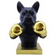 Statue Design Bouledogue, effets Facettes à Miroirs argentées, hauteur 32 cm