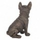 Figurine Chien Bouledogue français urbain, collier à pointes, chaine en or et hauteur 21 cm