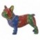 Grand Chien Bouledogue français en résine multicolore, Collection MIKAKOLOR, longueur 34 cm