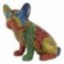 Chien Bouledogue français en résine multicolore, Collection MIKAKOLOR, longueur 29 cm