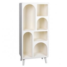 Meuble étagère de rangement à niches arrondies, Collection Argos, Médium Blanc aspect résine moulée, hauteur 135 cm