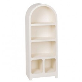 Meuble étagère de rangement à niches arrondies, Collection Argos, Médium Blanc aspect résine moulée, hauteur 120 cm