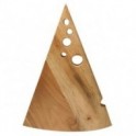 Plateau à fromage en bois veiné, Design ludique portion de gruyère à trous, longueur 29 cm