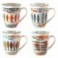 Set 4 mugs en céramique, Motifs Poissons Sardines colorées, passoires à thé et boite sérigraphiée, Hauteur 12,5 cm