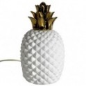 Ananas blanc et doré design, lampe d'ambiance et Veilleuse en porcelaine, finition brillante satin, hauteur 30 cm