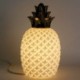 Ananas blanc et doré design, lampe d'ambiance et Veilleuse en porcelaine, finition brillante satin, hauteur 30 cm