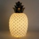 Ananas blanc et doré design, lampe d'ambiance et Veilleuse en porcelaine, finition brillante satin, hauteur 30 cm