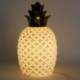 Ananas blanc et doré design, lampe d'ambiance et Veilleuse en porcelaine, finition brillante satin, hauteur 30 cm