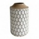 Vase bouteille en métal, motif allover contemporain, beige et blanc, hauteur 24 cm