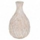 Grand Vase bouteille en bois de paulownia, texture originale et céruse beige blanchie, hauteur 29 cm