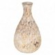 Grand Vase bouteille en bois de paulownia, texture originale et céruse beige blanchie, hauteur 34 cm