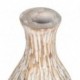 Grand Vase bouteille en bois de paulownia, texture originale et céruse beige blanchie, hauteur 34 cm