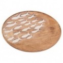 Assiette de service Banc de poissons blancs et bois de manguier, Collection Martigues, diamètre 22 cm