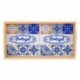 Tableau bois et céramique Portugal, Motif Azulejos et Carreaux de ciment, longueur 32 cm