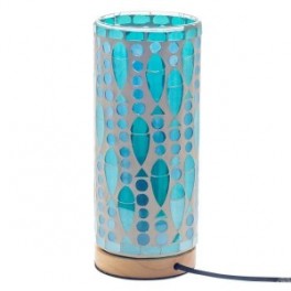 Lampe cylindre verte en verre, Veilleuse ou lampe d'ambiance en tons clairs, Collection MOSAIK, Hauteur 27 cm