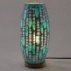 Lampe cylindre ovale et verte en verre, Veilleuse ou lampe d'ambiance en tons clairs, Collection MOSAIK, Hauteur 32 cm