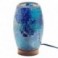 Lampe cylindre ovale bleue et grège, Veilleuse ou lampe d'ambiance en tons clairs, Collection MOSAIK, Hauteur 22 cm