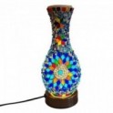 Lampe bouteille en mosaïque, rouge et bleu, lampe d'ambiance ou veilleuse, collection MOSAIK, Hauteur 23 cm