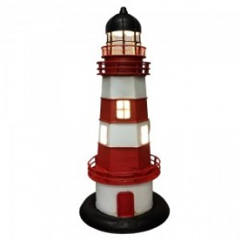 Lampe décorative Phare rouge en métal, alimentation 140 cm et lampe E27 non fournie, hauteur 31 cm