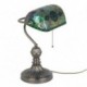 Lampe de bureau, verre et métal en mosaïque, camaïeu de vert, Collection MOSAIK, Hauteur 39 cm