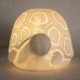 Tortue Lampe d'ambiance et Veilleuse, porcelaine blanche ajourée, finition mat, longueur 16 cm