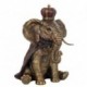 Grande figurine Eléphant assis en costume royal, finition réaliste et hauteur 38 cm