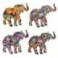 Set 4 éléphants en résine, trompes levées porte-bonheurs, 4 modèles colorés différents Tropik, longueur 9,5 cm