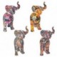 Set 4 éléphants en résine, trompes levées porte-bonheurs, 4 modèles colorés différents Tropik, longueur 9,5 cm