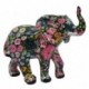 Set 4 éléphants en résine, trompes levées porte-bonheurs, 4 modèles colorés différents Tropik, longueur 9,5 cm