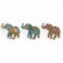 Set 3 figurines éléphants à poser, Motifs mosaïques colorées, Collection Tropik, longueur 12 cm