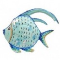 Poisson lanterne décoratif avec porte bougie, composition 100 % métal intérieur extérieur, Bleu, longueur 30 cm