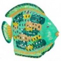 Poisson lanterne décoratif avec porte bougie, composition 100 % métal intérieur extérieur, Vert, longueur 43 cm