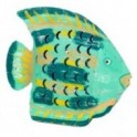 Poisson lanterne décoratif avec porte bougie, composition 100 % métal intérieur extérieur, Vert, longueur 19 cm