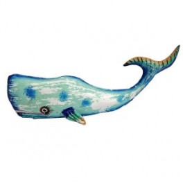 Baleine décorative à poser, composition 100 % métal intérieur extérieur, Bleu, longueur 20 cm