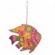 Poisson lanterne décoratif avec porte bougie à suspendre, 100 % métal intérieur extérieur, Rose, longueur 65 cm