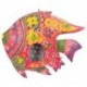 Poisson lanterne décoratif avec porte bougie à suspendre, 100 % métal intérieur extérieur, Rose, longueur 65 cm