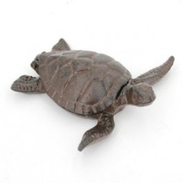 Tortue marine vide-poche en fonte coulée, ouvrant sur charnière, longueur 16 cm