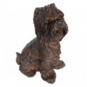 Statue Shih Tzu en magnésie, intérieur et extérieur, ambré et marron, hauteur 36 cm