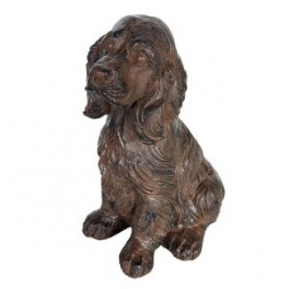 Statue Chien Cocker en magnésie, intérieur et extérieur, ambré et marron, hauteur 36 cm