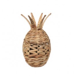 Statue Ananas en fibres naturelles tressées, Jacynthe d'eau, ethnique et bohème, hauteur 40 cm