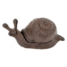 Escargot décoratif en fonte, boite ouvrante inaltérable, intérieur et extérieur, longueur 15 cm