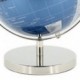 Mappemonde en PVC et métal, finition brillante, Argent et Bleu, diamètre 21 cm et hauteur 27 cm