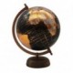 Mappemonde sur pied globe noir et orange intense, pied en bois et hauteur 28 cm