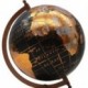 Mappemonde sur pied globe noir et orange intense, pied en bois et hauteur 28 cm